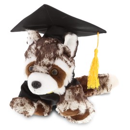 DolliBu Squat Red Panda Graduation Plush Toy - Super Soft Graduation Stuffed Animal Dress Up with Gown & Cap with Tassel Outfit - Gift with Personalization - 15" Inches