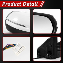 Left Driver Side Door Mirror Assembly Replace for 2017-2022 Honda CRV, with Power Glass Adjustment, Heated Mirror Glass, Turn Signal, Blind Spot Detection, 9 Pins, OE Part: 76251T1WA01ZF