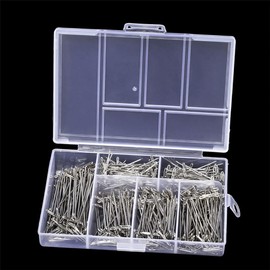 Pack of 450 Stainless Steel T-Pins Metal Wig Making Pins T Head Pins Sewing Marking Pins Push Pins Blocking Modelling Needles with Storage Box