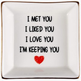 AREOK Best Birthday Gifts for Wife Gifts from Husband, Happy Anniversary - Romantic Valentines Day Gifts for Wife Her, Ring Dish Holder, Jewelry Tray, Trinket Dish, I Love You