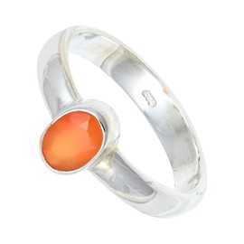 JEWELSTREZOROG Karneol Edelstein-Bandring für Herren und Damen,Geschenkartikel, 925er-Sterlingsilber Bandring handgefertigter Schmuck TSR127E_75 (23.9)