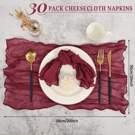 30 Pieces Gauze Cheesecloth Vintage Boho Hand Dyed Cotton Square 50cm Crumpled Cheese Cloth Terracotta