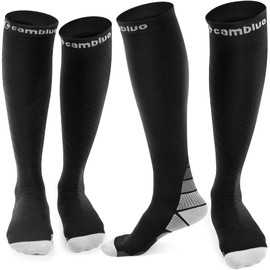 CAMBIVO 2 Pairs Compression Socks for Men and Women(20-30 mmHg), Compression Stocking for Swelling, Nurse, Flight(Gray 2 Pairs,LXL)