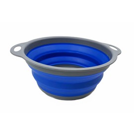 SAMMART 2.6L Collapsible Tub - Foldable Dish Tub - Portable Washing Basin - Space Saving Plastic Washtub (Grey/Purplish Blue)
