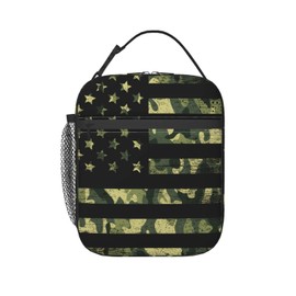 Yilad Camouflage Usa Flag Reusable Lunch Box Insulated LunchBox Cooler Lunch Bag