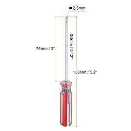 HARFINGTON 2pcs Magnetic Square Screwdriver 75mm/3" Length SQ1 2.5mm Carbon Steel 4 Point Screw Driver with Non-Slip Handle for Appliances Repair Improvement, Red