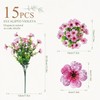 15 Flores Artificiales Decoracion, Flores Artificiales Violeta con Hojas de