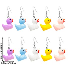 CWVHQ 5 Pairs of Cute Duck Dangle Drop Earrings Funny Resin Little Yellow Duckie Pendant Earrings for Women Charming Jewelry Gift (style-5)