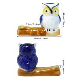 Honbay 2PCS Ceramic Owl Incense Holder Cute Animal Statue Incense Sticks Holder Mini Desktop Ornament for Yoga Studio Living Room Home Office Decoration (2 Color)