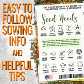 Seed Needs Calendula Seeds Pacific Beauty Mix | 5,000+ Seeds Calendula Officinalis Non-GMO Annual | Large Orange Yellow Blooms Garden Variety Favorite | Bulk Wildflower Seed