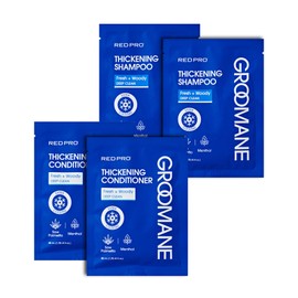 RED Pro GROOMANE Men Biotin Shampoo for Thinning Hair, Clarifying Anti-Dandruff Scalp Care with Caffeine, Menthol & Tea Tree, Strengthens Roots, Promotes Thicker-Looking Hair, Sulfate-Free