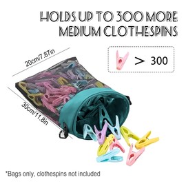 Wäscheklammerbeutel，Suuwwn Wäscheklammern Beutel mit Haken zum aufhängen Platz bis zu 300 Klammern tragbar Wäscheklammerbeutel schnell trocknendes Tasche für Wäscheklammern