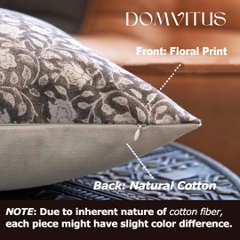 DOMVITUS Floral Pillow Covers, 14x36 Lumbar Pillow Cover, Block Print Pillow Cover, Decorative Neutral Accent Throw Pillow Covers for Bedroom Living Room, 1PC, Taupe