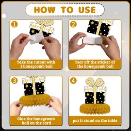 Happy birthday Theme Party Decorations,9 PCS KSKSPE Happy birthday Centerpieces for Tables Honeycomb Centerpieces 3D Happy birthday Theme Party Decor Supplies Boys Girls