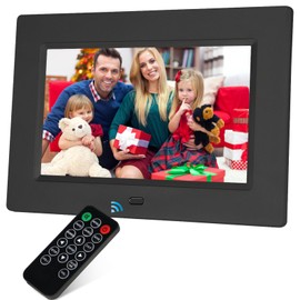7 Inch Digital Photo Frame, Electronic Photo Frame, 1024x768P Music Photo Video Player with Remote Control 4 Windows Display/Multi-Slideshow/Calendar/Clock Alarm Function, Supports USB or SD Card