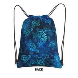QILERONGRONG Watercolor Blue Sea Turtle Drawstring Backpack Bag Sport Gym Sackpack Durable Waterproof Lightweight for Men Women Beach Bag String Bag