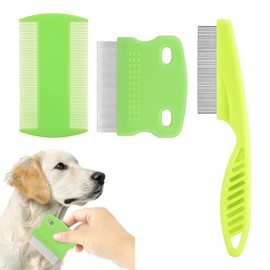 WUSJCOF 3 Stück Flohkamm für Katze und Hund, Läusekamm mit Metallzähnen, Tränenfleckentferner, Haustier Edelstahlkamm zum Entfernen von Flöhen