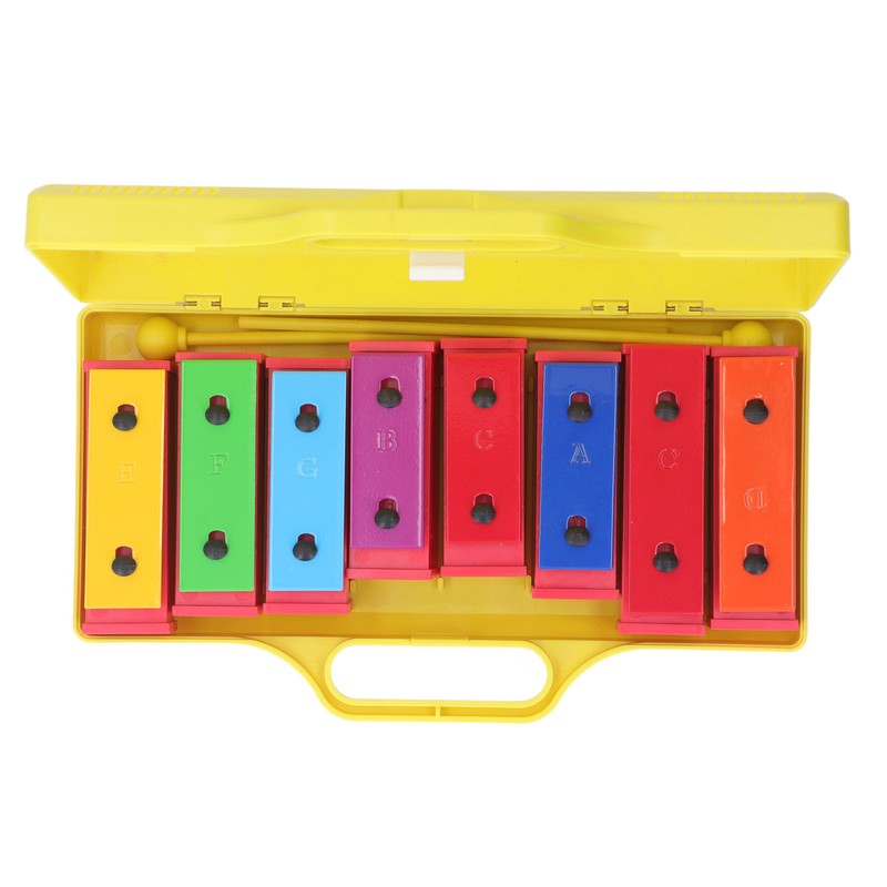 8 Note Colorful Resonator Bells with Case Removable Plates Plastic