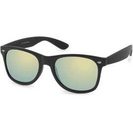styleBREAKER mirrored Nerd Sunglasses, with a classic retro design, Unisex 09020039, color:Matte Black Frame / Yellow Glass