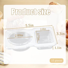 Jtuxcke Snack Pack Containers with 2 Compartments and Lids, 15-Piece Set, Reusable Dipping Containers Disposable 2 Compartment Snack Containers for Kids Adults