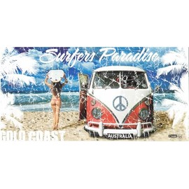 100% Cotton Australian Souvenir Aussie Kangaroos Flag Soft Beach Bath Towel Gift, Surfers Paradise