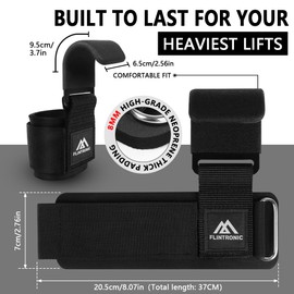 flintronic Power Lifting Straps Strength Training, Leather Lifting Aid for Bodybuilding, 8 mm Neoprene Padding and Cotton, Lifting Straps for Bodybuilding, Weightlifting, Strength Training & Fitness