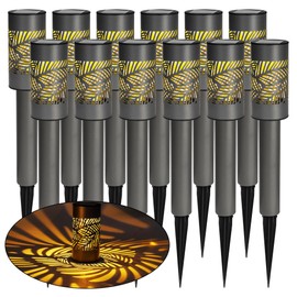 Dazzle Bright Solar Pathway Lights Outdoor, 12 Pack LED Warm White Waterproof Solar Powered Landscape Lights for Walkway Driveway Lawn Patio Yard Garden