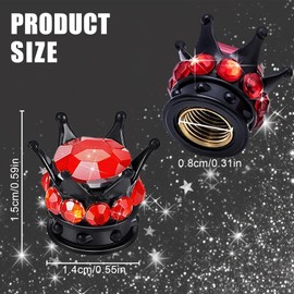 4PCS Crown Bling Tire Valve Caps Rhinestone Crystal Car Valve Stem Caps with Brass Core Universal Chrome Dustproof Replacement Tire Valve Cap for Car Truck Bikes Motorcycles(BlackRed)