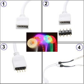 CESFONJER 2 Pack LED Strip Splitter, 1 to 2 Ports Female Connection Cable for 5050/3528 SMD LED Light Strip with 6 Male 4-pin Plugs