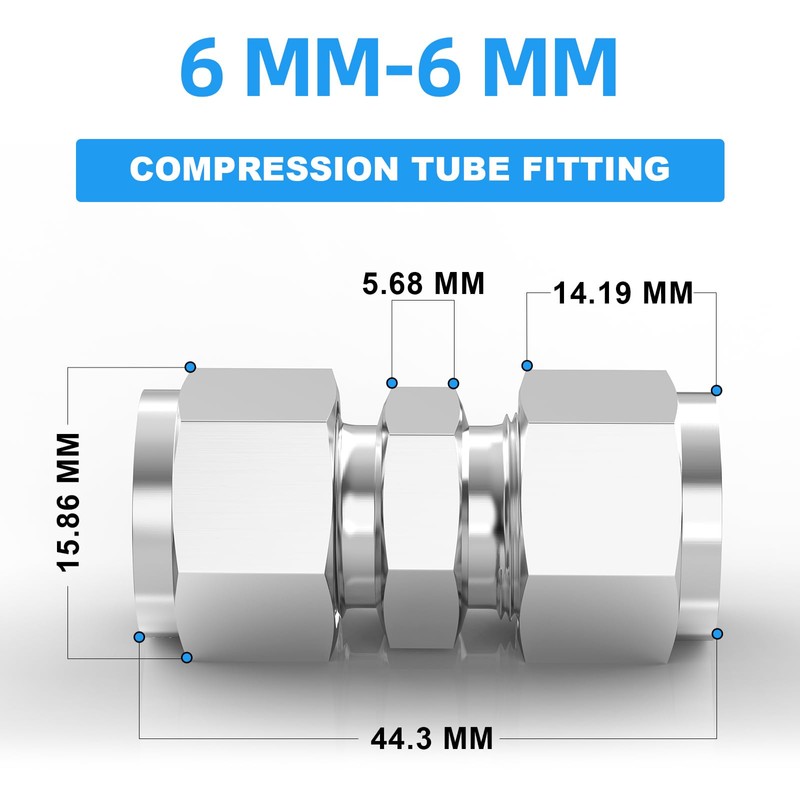 ERGAOBOY 2 Pcs 6mm OD x 6mm OD 304 Stainless