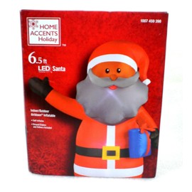 Home Accents LED African American Santa Blue Gift 6.5Ft Tall Airblown Inflatable