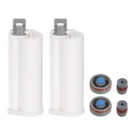 uxcell 2Pcs Epoxy Gun Adhesive Cartridge, 122mm Plastic Resin Mixer Dual Glue Cartridge with Gray Piston for 50ml/1.7oz 10:1 AB Glue Adhesive Gun