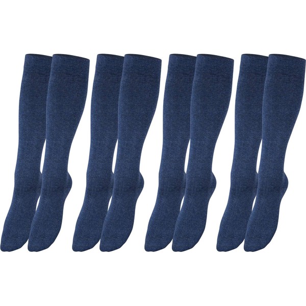 RS. Harmony Support Knee Socks with Compression for Long Flight Travel and Car Trips as well as for the Office, Thrombosis Socks and Support Stockings Against Swollen Legs, C: jeans - 4 pairs