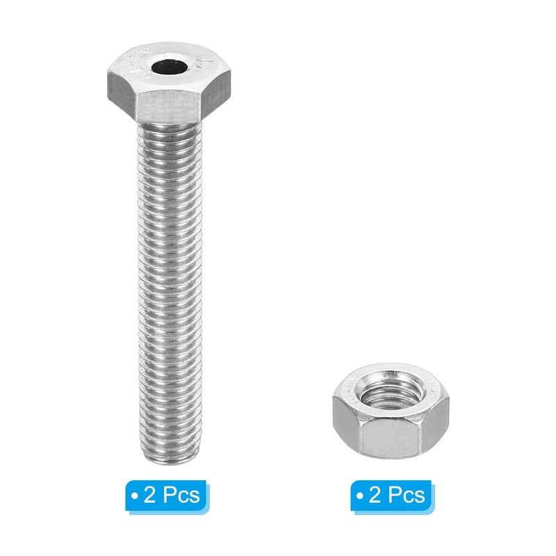 PATIKIL M10x60mm Hollow Outside Hex Screw Set of 2 Cylindrical