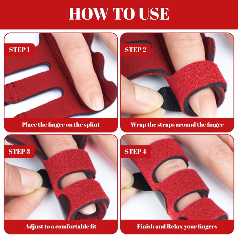 Zovator Finger Splint Set of 4, Adjustable Finger Orthosis with