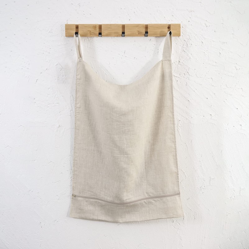 Linen Hanging Laundry Bag, 100% Linen Over The Door Laundry