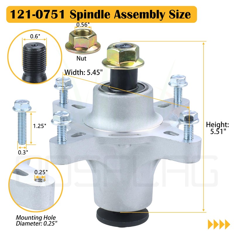 BOSFLAG 3 Pack 139-3214 Spindle Replace Toro 121-0751, 117-7439, 117-7267