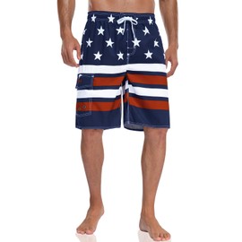Nonwe Men's Swimwear Quick Dry USA Flag Swim Trunks Navy 30