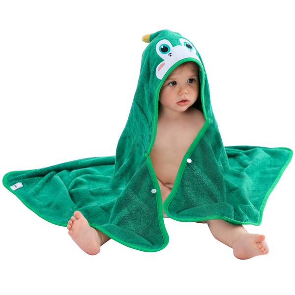 COOKY.D Bamboo Hooded Baby Bath Towel Toddler Wearable Blanket Boy Girl Large Size Animal Bathrobe,Dinosaur 75x100cm