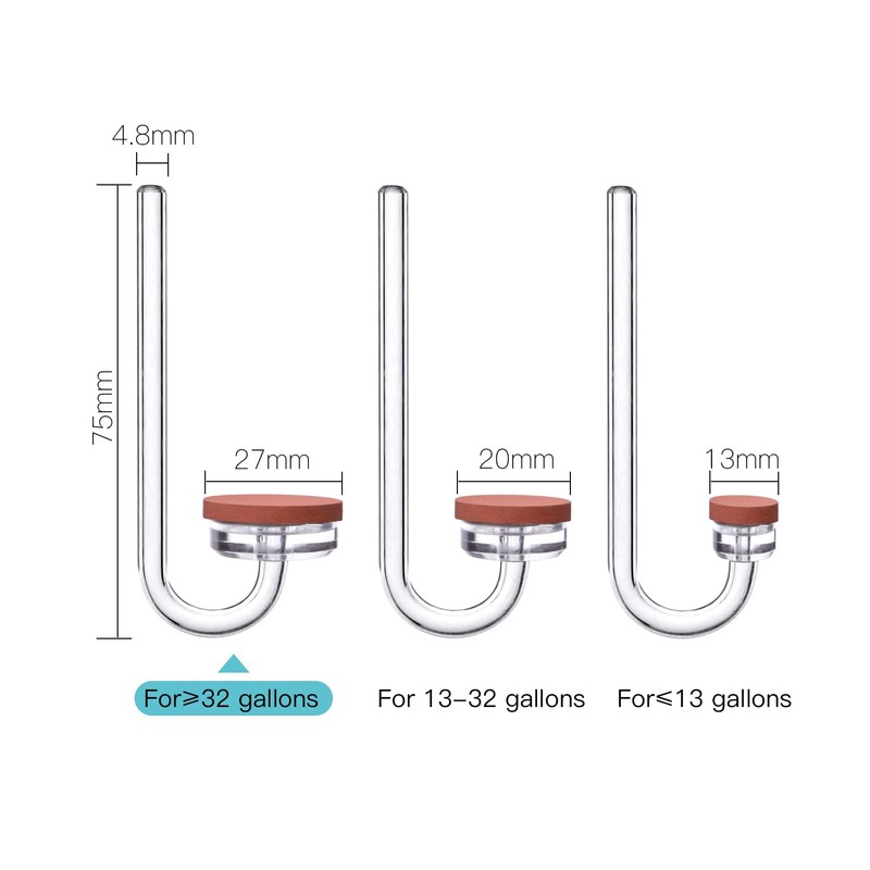 Clscea CO2 Diffuser for Aquarium Plant Mini CO2 Atomizer, U-Shaped-L