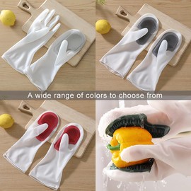 VTMANMNS 2024 New dishwashing gloves rubber gloves for dishwashing kitchen gloves for washing dishes cleaning gloves are available in four color schemes for a variety of occasions.