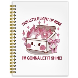 BRRNYOI Pink Dumpster Fire Notebook Journal 5.5x8.3. Funny Notebooks for Work, Work Office Humor Gifts for Coworkers, This Little Light of Mine Dumpster Fire Spiral Notebooks for Note Taking