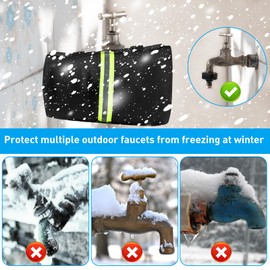 Jeyeou 2PCS Outdoor Faucet Covers for Winter, Garden Water Spigot Freeze Miser Winter Insulated Faucet Freeze Protector Spigot Cover Frost Proof Waterproof Water Faucet Insulation Wrap with Reflective Strip