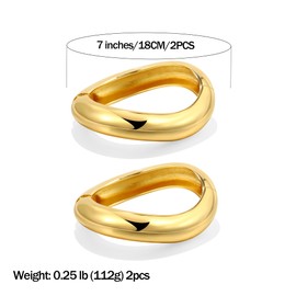 Gold Bangle Bracelets For Women Cuff Chunky Bracelet Twisted Cuff Simple Irregular Shaped Elegant Thick Hinge Opening Fashion Accessories Trendy Gift, Large, Zinc, no gemstone