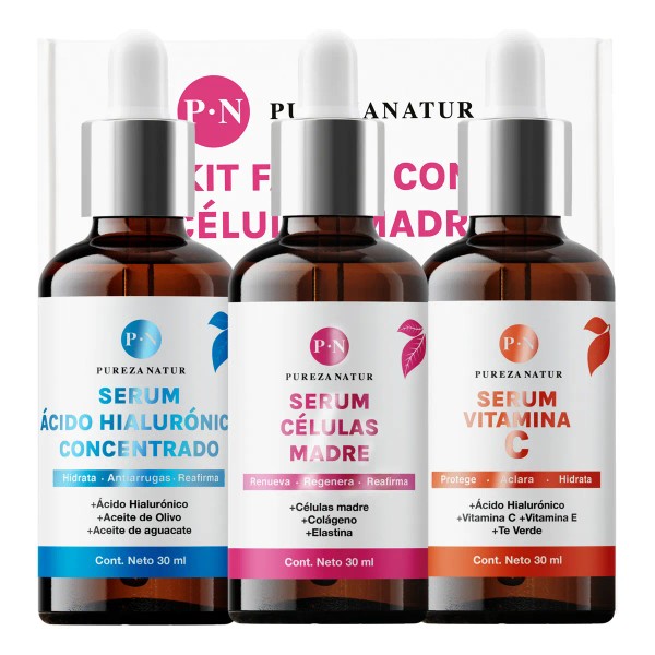 Kit Serum Facial Acido Hialurónico, Vitamina C Y Células Madre