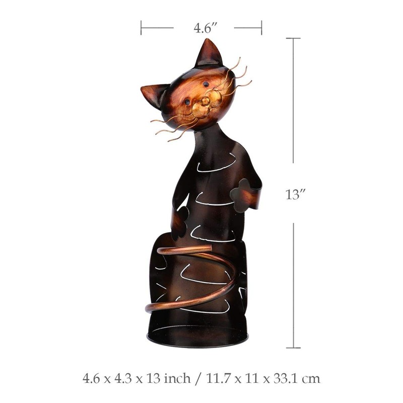 Tooarts Cat Shape Wine Holder Wine Shelf Metal Sculpture Practical