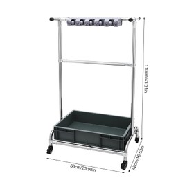 Cbhfmljd Broom and Mop Holder, Movable Floor-Mounted Mop Rack Broom and Mop Storage Mobile Cleaning Trolley Broom Closet Organizer Floor Standing Cleaning Tool Cart for Gardens, Homes, Schools