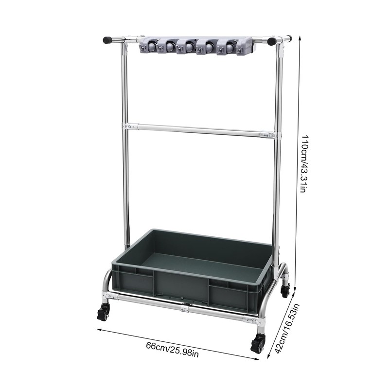 Cbhfmljd Broom and Mop Holder, Movable Floor-Mounted Mop Rack Broom