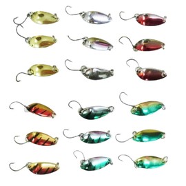 POWIITEM Metal Spoon Spoon Lure, Approx. 0.1 oz (3 g), 6 Classic Colors for Fishing (18 Piece Set of 18 (6 Colors x 3))