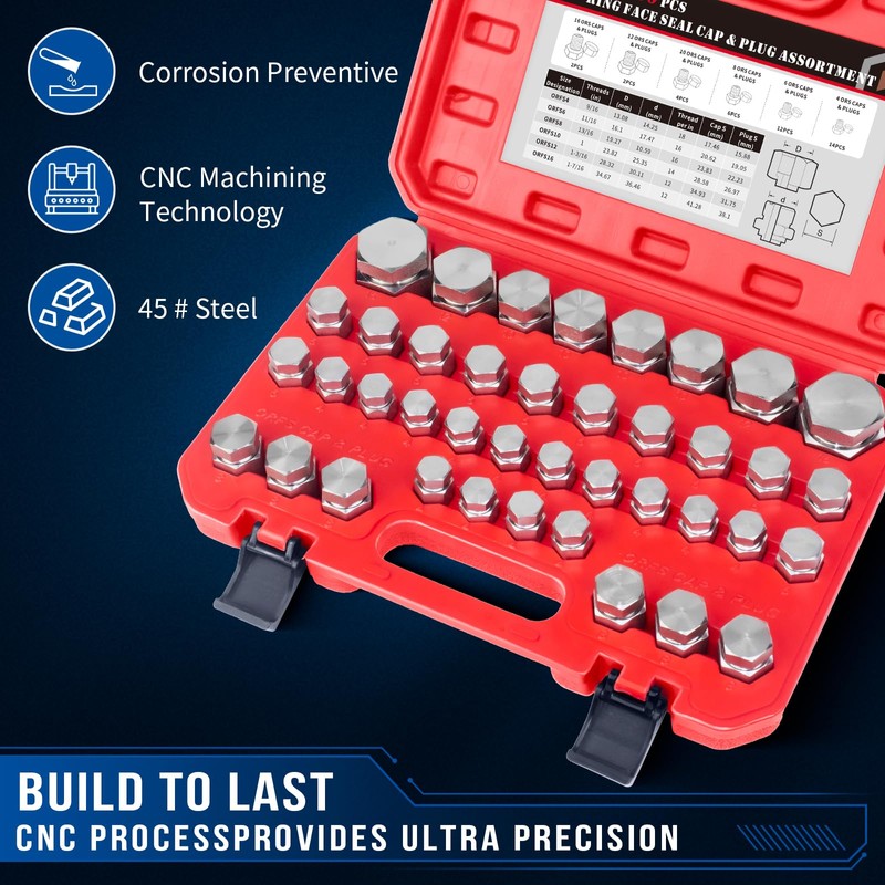 GOMJET 80 PC ORFS Master Industrial Hydraulic Cap and Plug